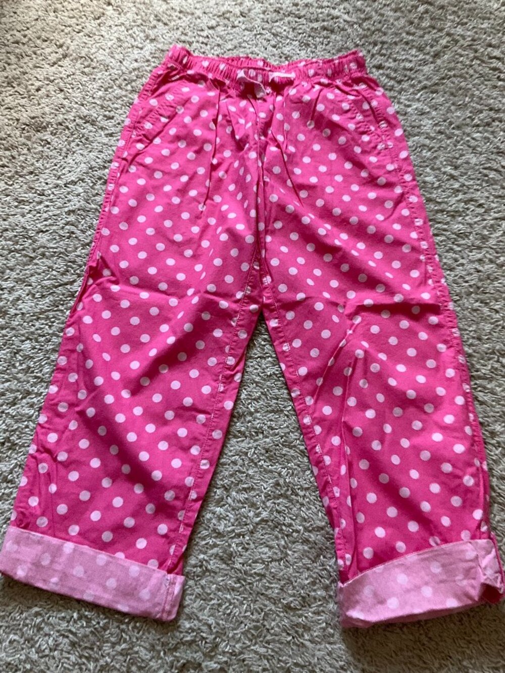 Hanna Andersson drawstring pants in polka dot for girls. Size: 160 (US 14). pink